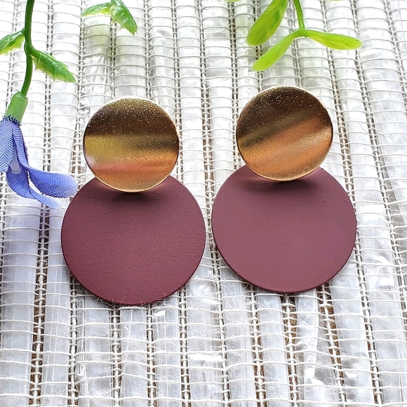 Fashion Bohemian Round Drop Metal Earrings, purple - Picture 3 of 13